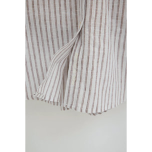 Camicia cotolino a righe bianco sporco regular fit con ricamo Polo Club