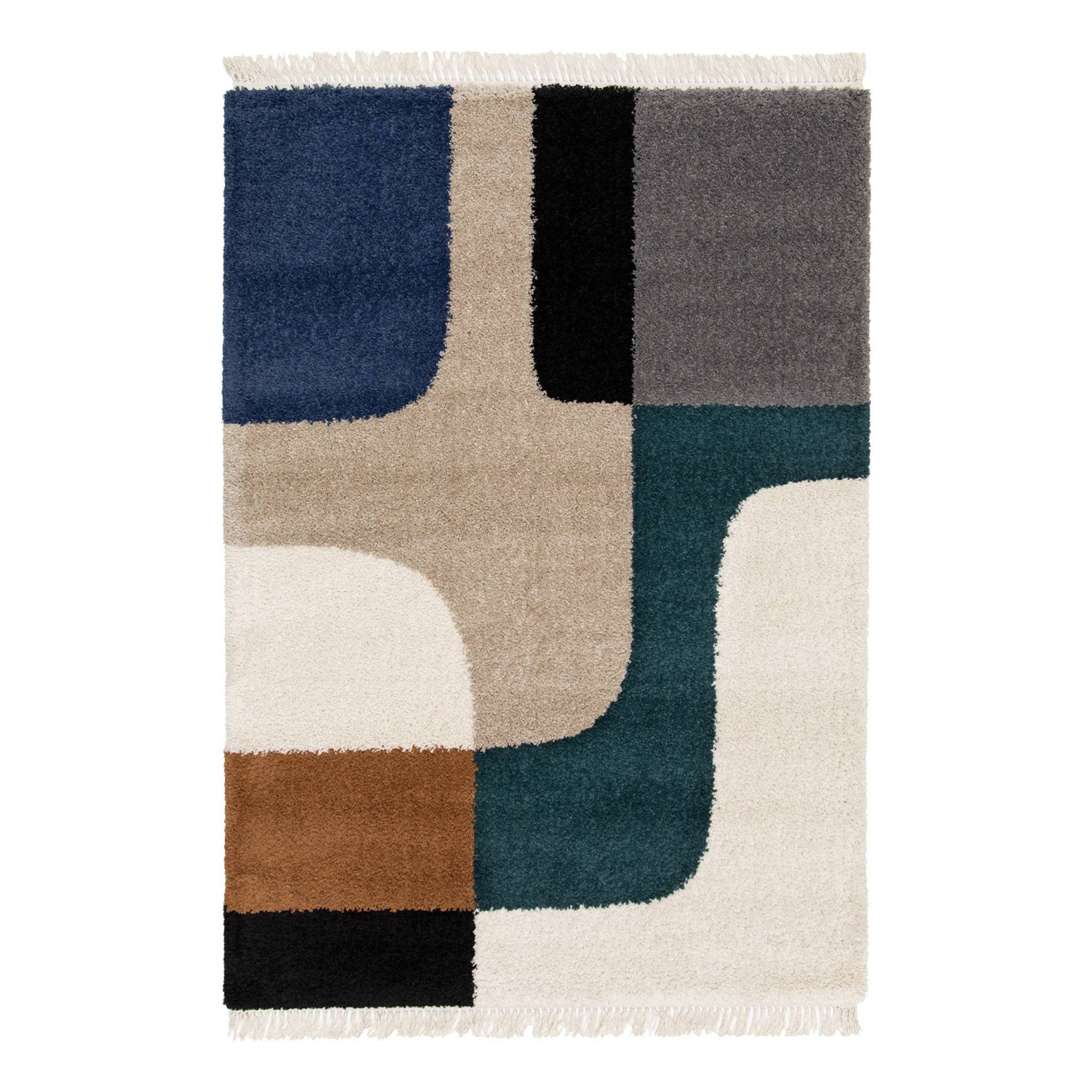 Tapis intérieur shaggy motifs géométriques créme ZAC