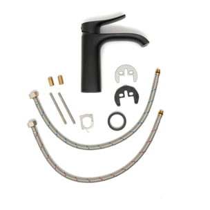 Infinitio mitigeur de lavabo avec bec cascade, sans vidage, noir mat SATBSINF271C avec une garantie de 5 ans