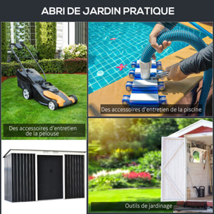 Abri de jardin - remise pour outils - cabanon portes verrouillables - dim. 2,8L x 1,3l x 1,72H m - tôle d'acier gris noir