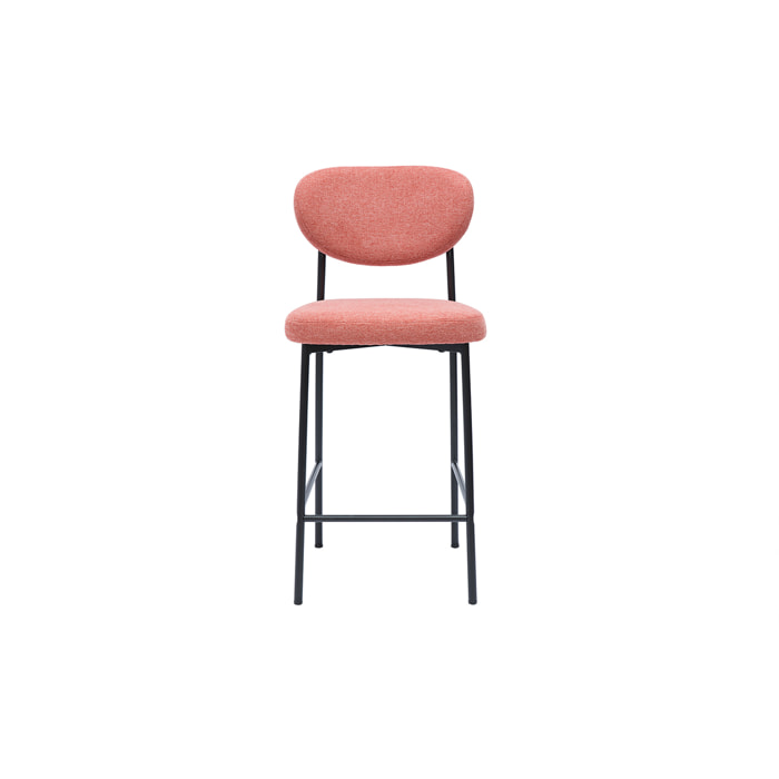 Tabourets de bar fixes en tissu effet velours texturé terracotta H65 cm (lot de 2) BREKA