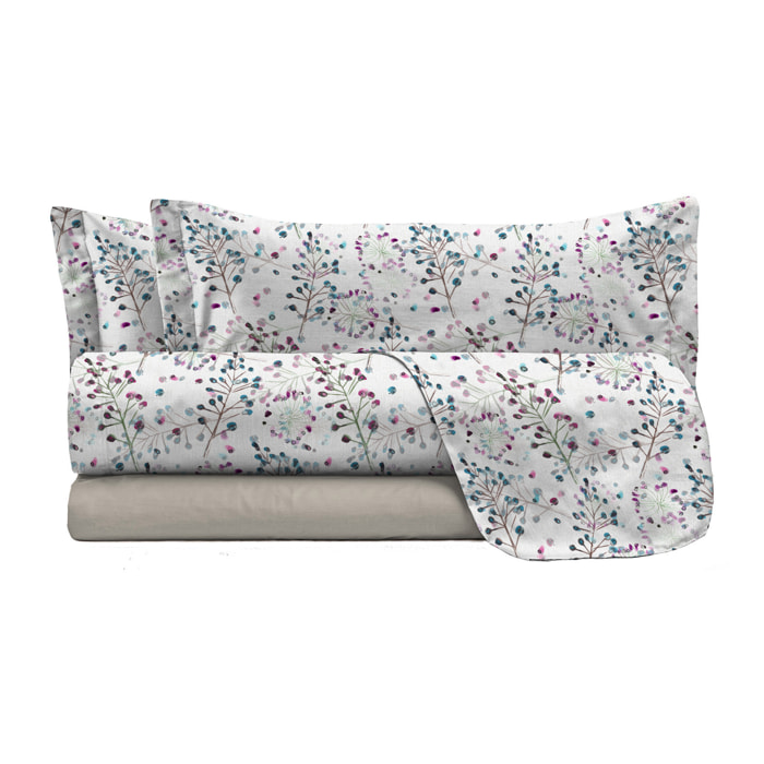 COMPLETO LETTO FANTASY, 100% Microfibra - FLOR