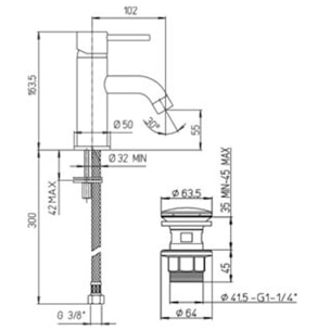 PAINI Mitigeur lavabo Cox L Gris Acier