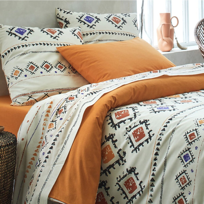 Parure Housse De Couette 3pcs Coton 57 Fils Cleta Multico