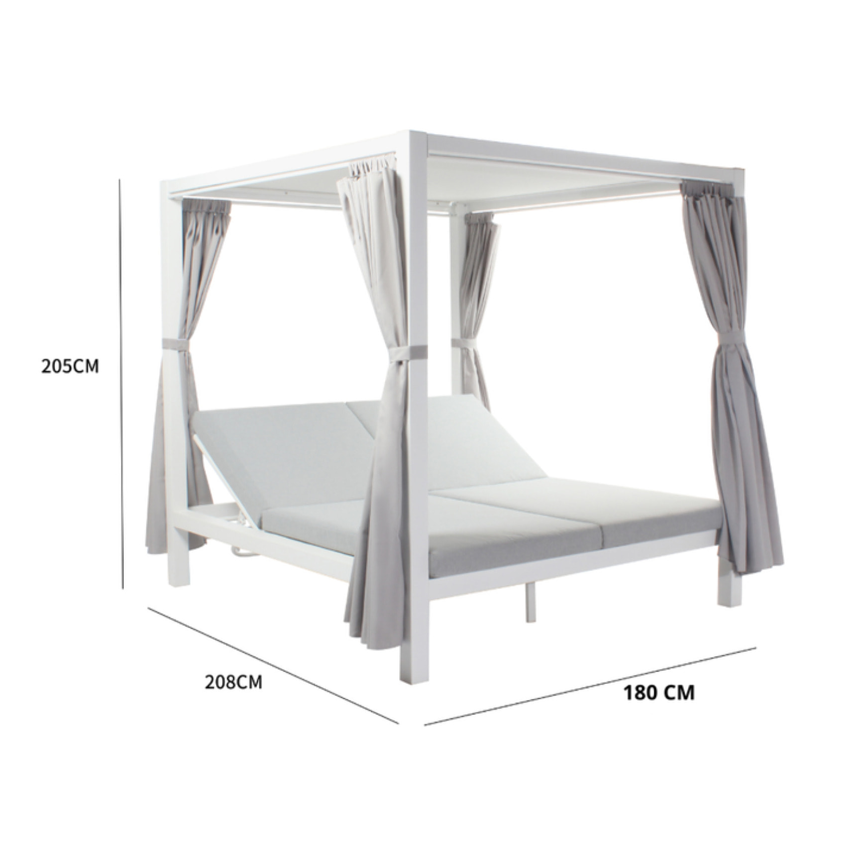 Lit de jardin 2 places gris - MALAGA