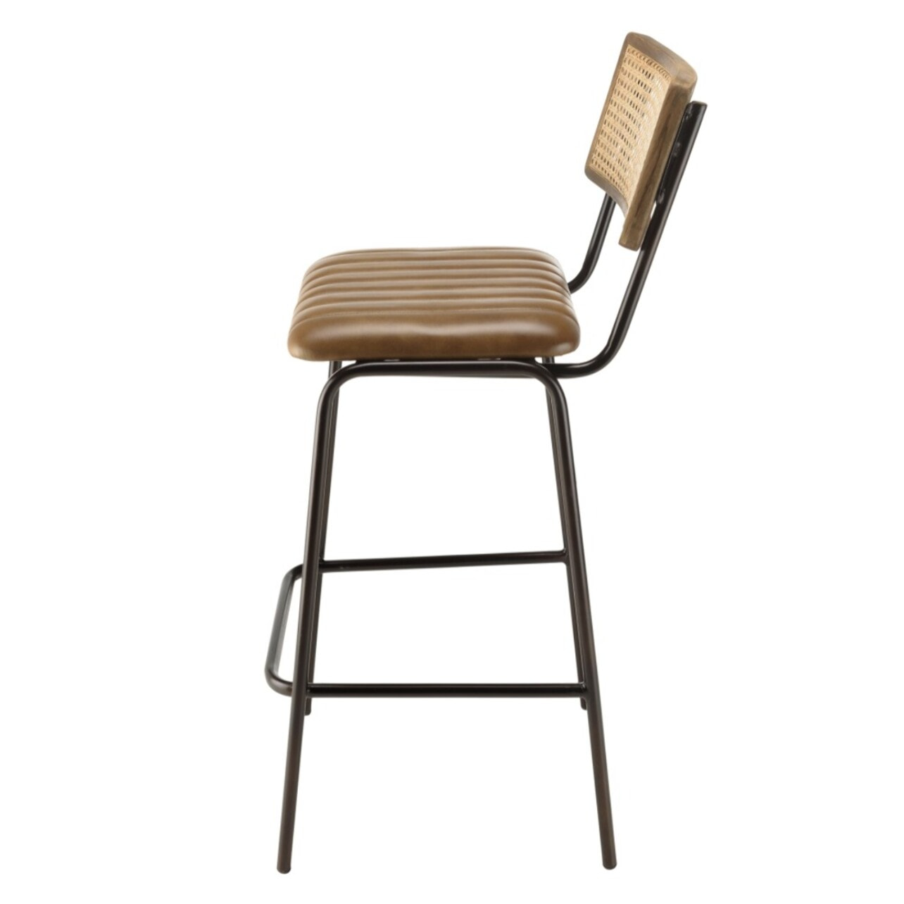 MARCEL - Lot de 2 tabourets de bar assise matelassée cuir dossier droit