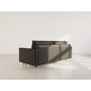 Charlie - Canapé droit 3 places convertible avec coffre en simili - Noir