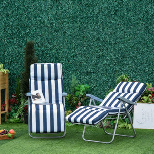 Conjunto 2 Tumbonas para Playa de Acero Azul y Blanco