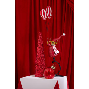 J-Line figurine Renne sur pied + Ballons - métal - rouge - small