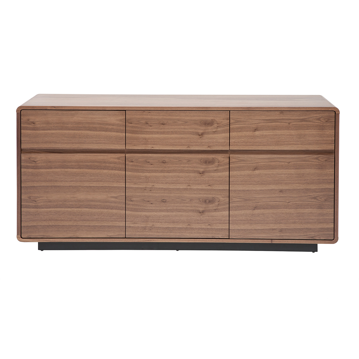 Buffet design en bois foncé noyer 3 portes 3 tiroirs L160 cm JAKO