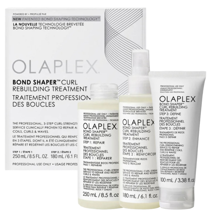 OLAPLEX Set Bond Shaper Curl Rebuilding Treatment Step 1 250ml + Step 2 180ml + Step 3 100ml