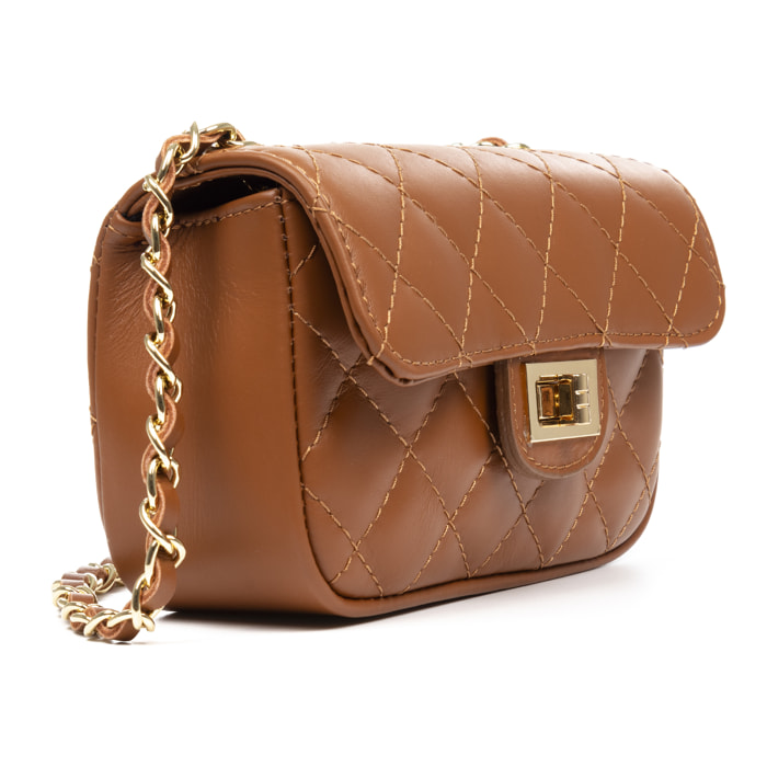 Amaro borsa a tracolla Donna. Pelle autentica Sauvage Trapuntata.