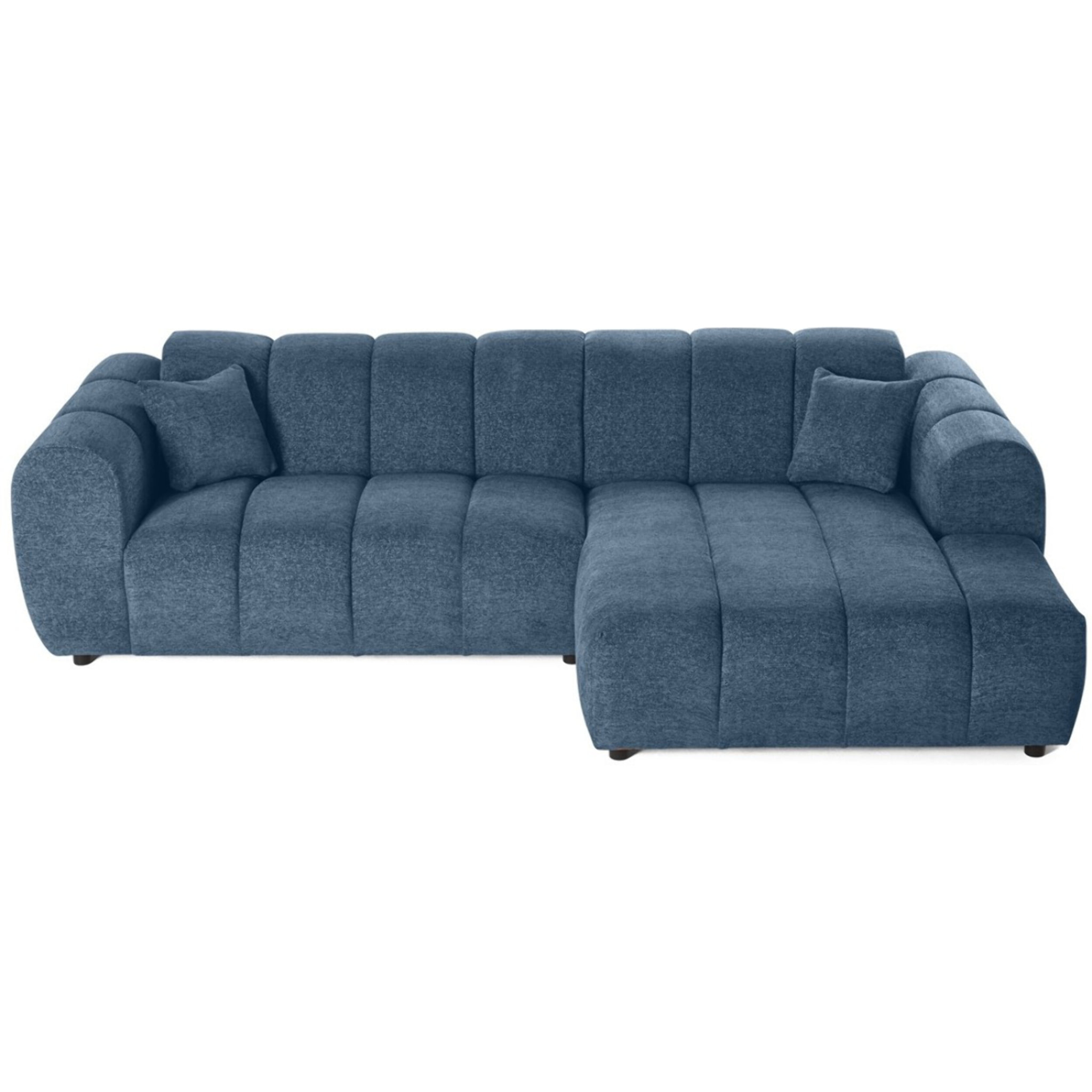 Curtis - canapé d'angle droit 4 places en tissu texturé - Bleu