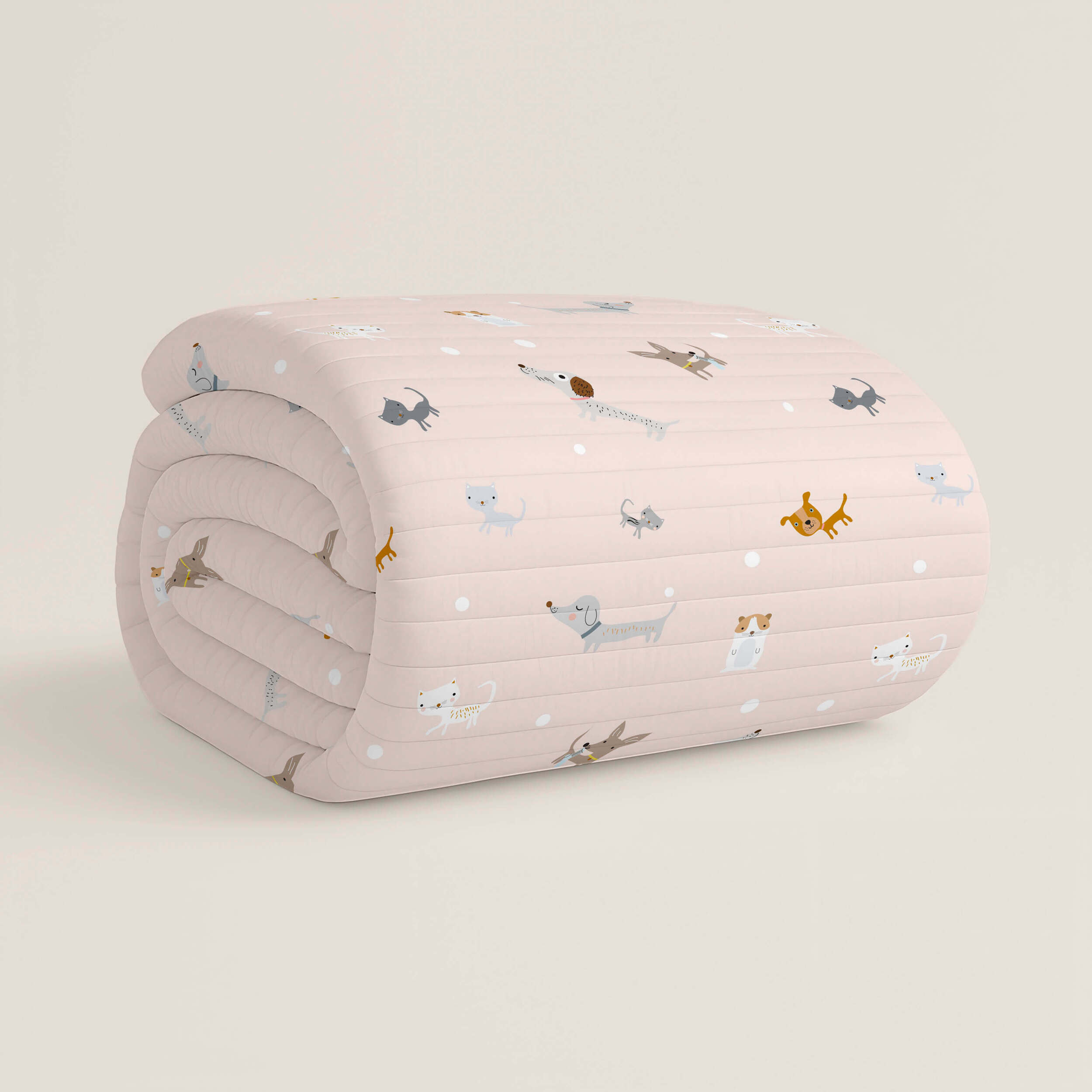 Colcha Bouti Estampada - Reversible - Infantil - 100% Algodón - 70 gr/m² - Amigos Peludos