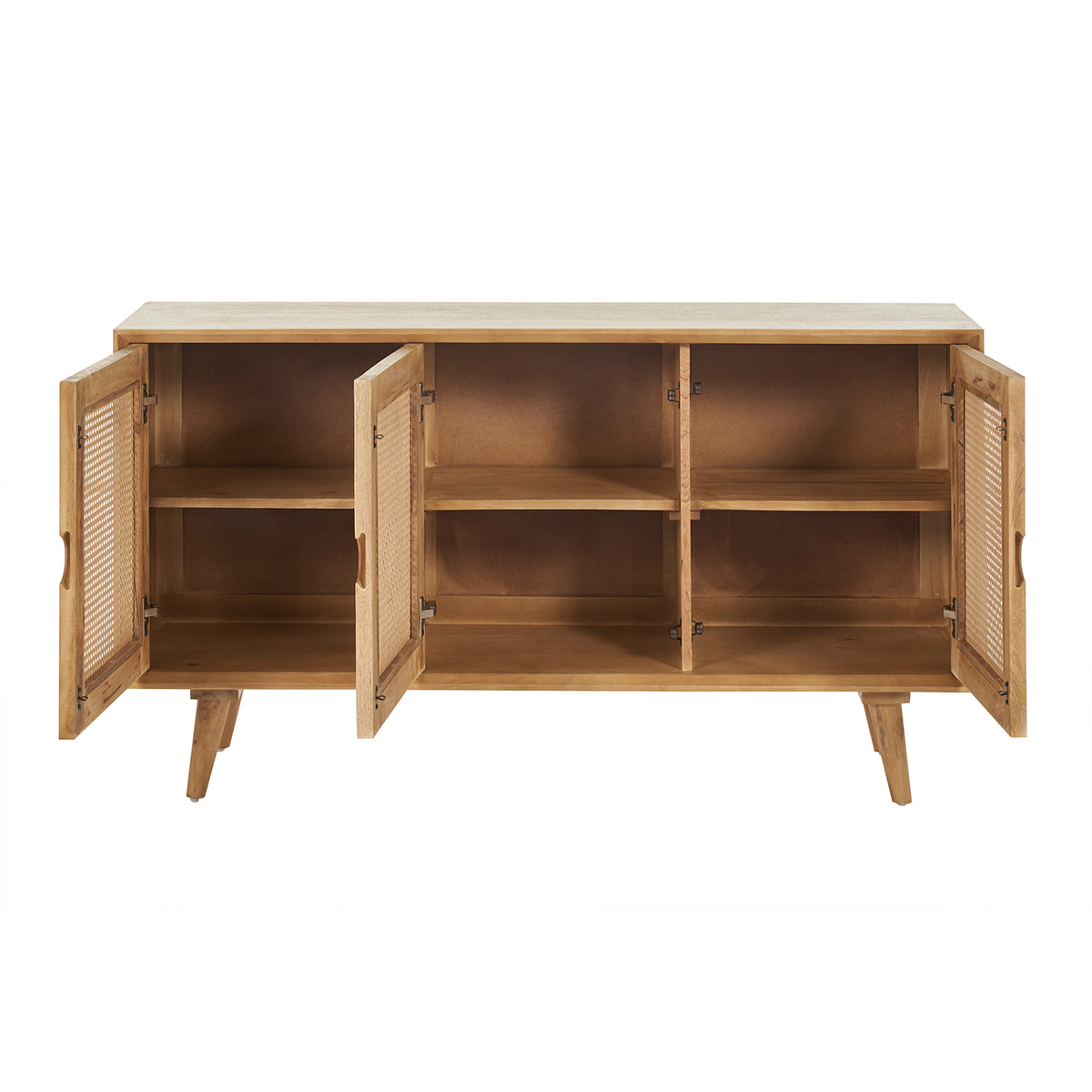 Buffet en bois manguier et cannage rotin 3 portes L145 cm LAKA