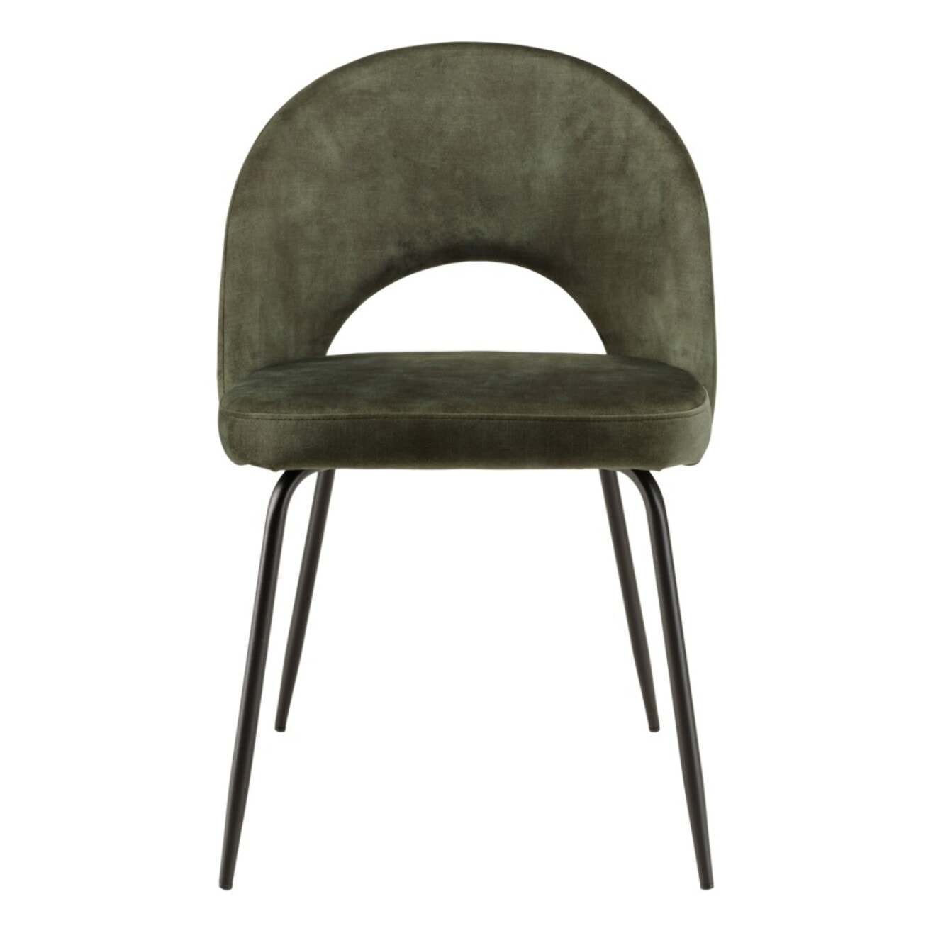 TOM - Lot de 2 chaises velours vert sapin dossier ouvert pieds acier