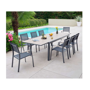 Ensemble table et chaises de jardin  - effet bois - OLERON
