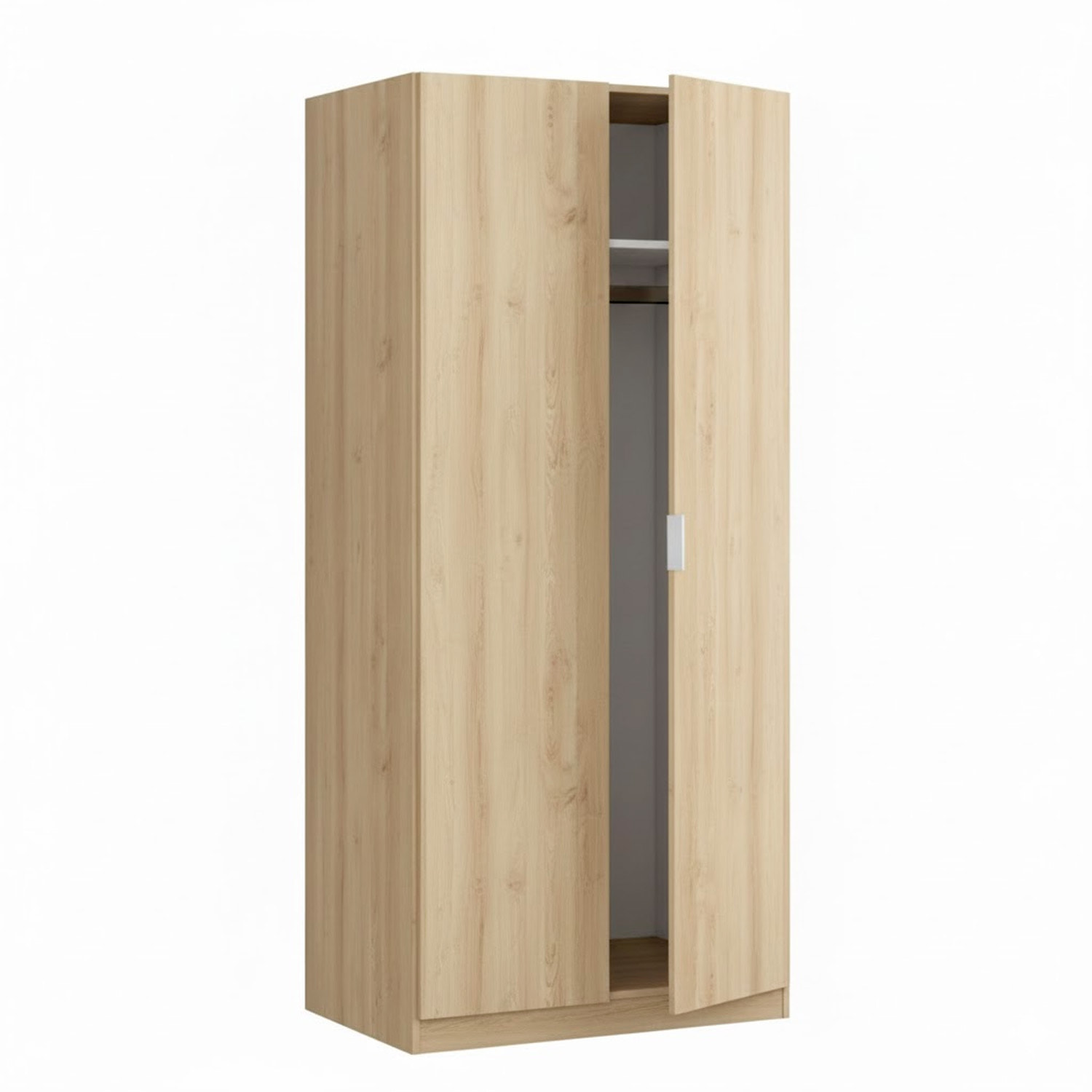 Armadio Guardaroba A 2 Ante Con Asta Appendiabiti E Ripiano Interno Mobile Armadio Salvaspazio Design Moderno Minimal 81 x 52 x 180 Cm Rovere Chiaro