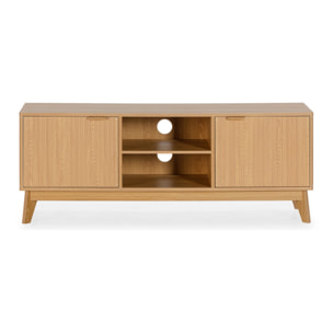 Mueble Tv Oporto 2 puertas 2 huecos efecto Roble