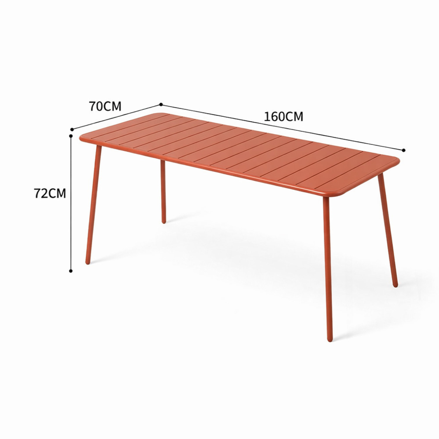 Ensemble table de jardin 160 cm et 6 chaises terracotta EVORA