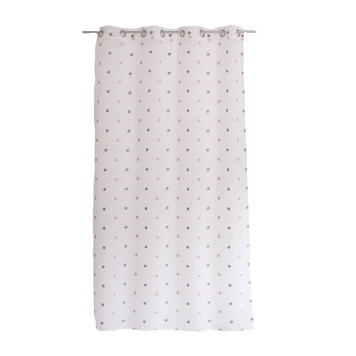 Voilage sablé brodé 'Pois colorés' - Rose Boudoir
