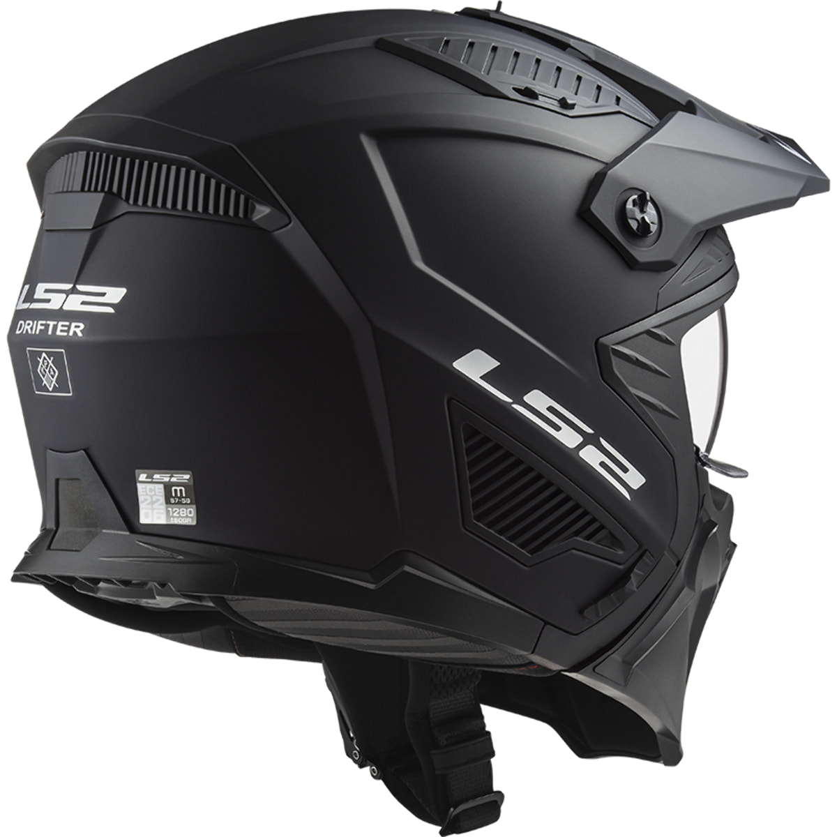 CASCO MOTO OPEN FACE LS2 OF606 DRIFTER SOLID MATT BLACK (E22.06)