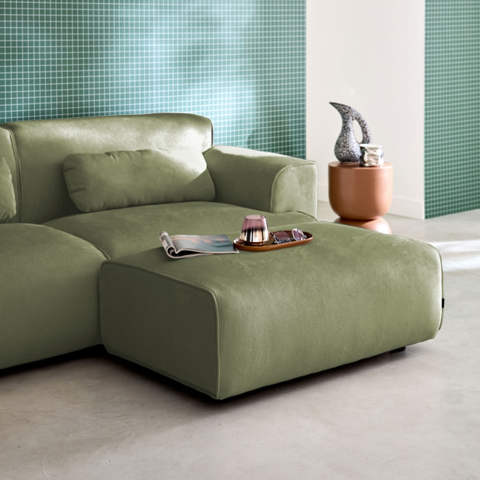 Pouf, repose-pieds pour canapé 3 places Wallas velours côtelé WALLAS