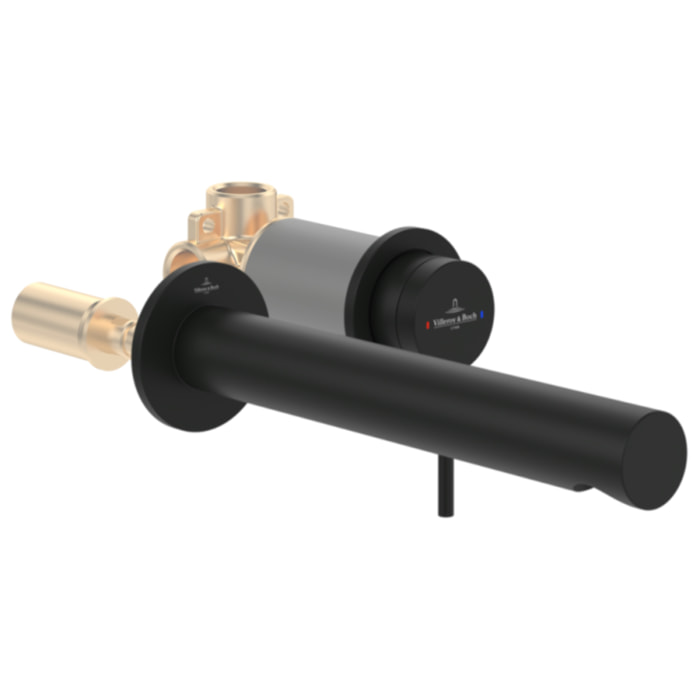 Mitigeur lavabo mural Villeroy et Boch Loop & Friends sans vidage Matt Black + Corps encastrable