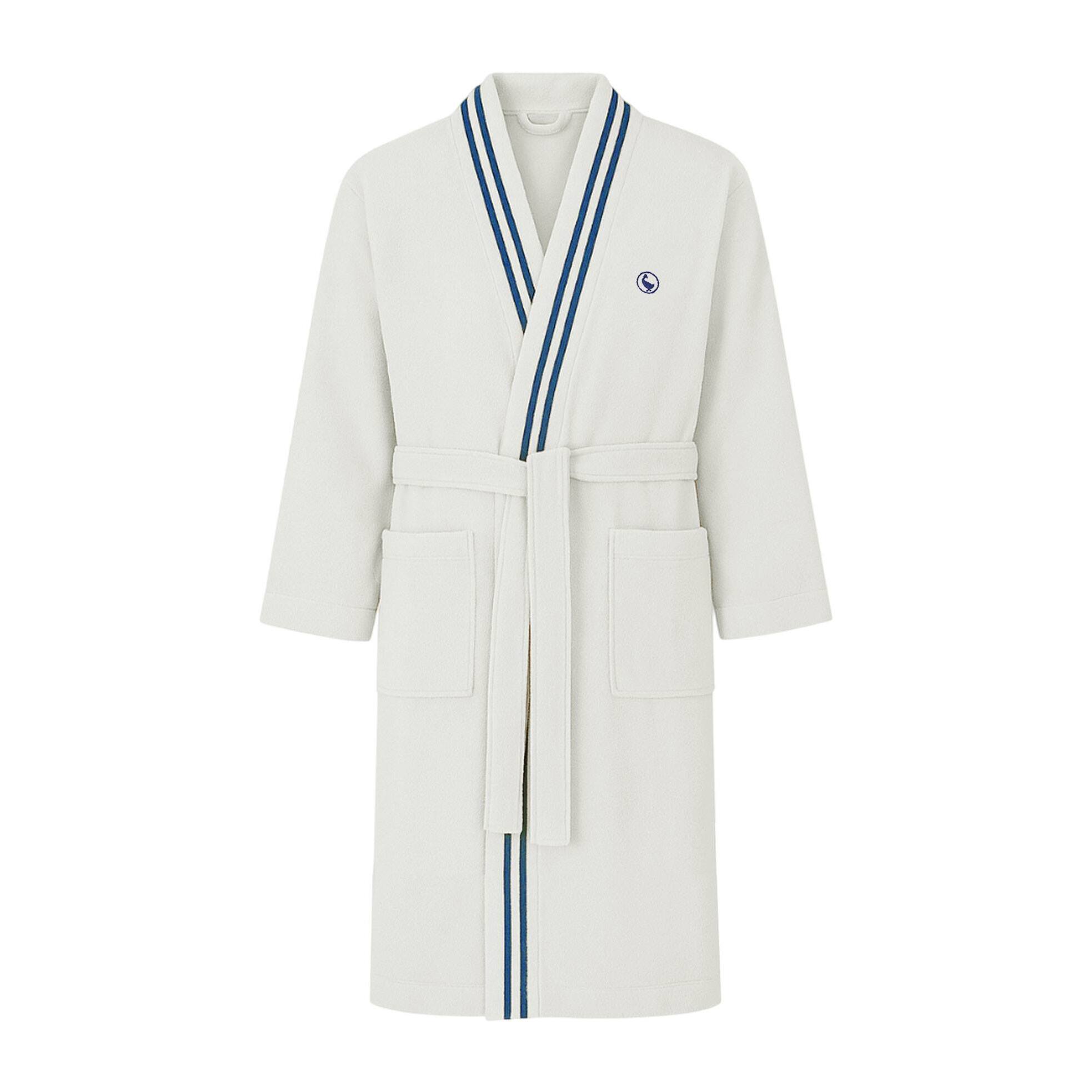 Albornoz color crudo 320gsm 100% algodón liso con logo bordado el ganso