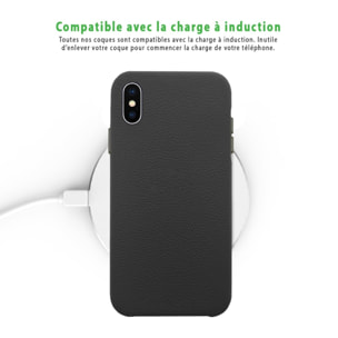 Coque iPhone X/Xs effet cuir grainé Noir