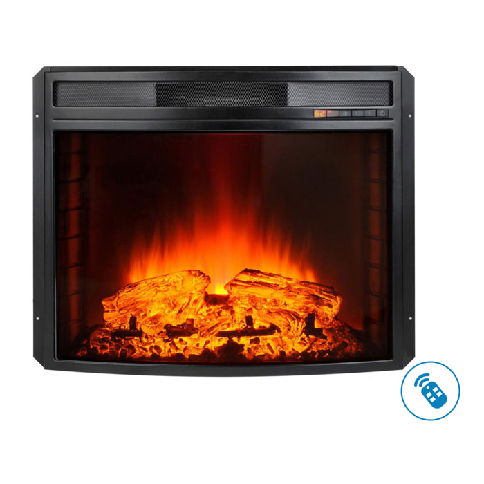 Chimenea eléctrica 2kW en cristal templado negro con mando a distancia y llama regulable CHE-630 PURLINE