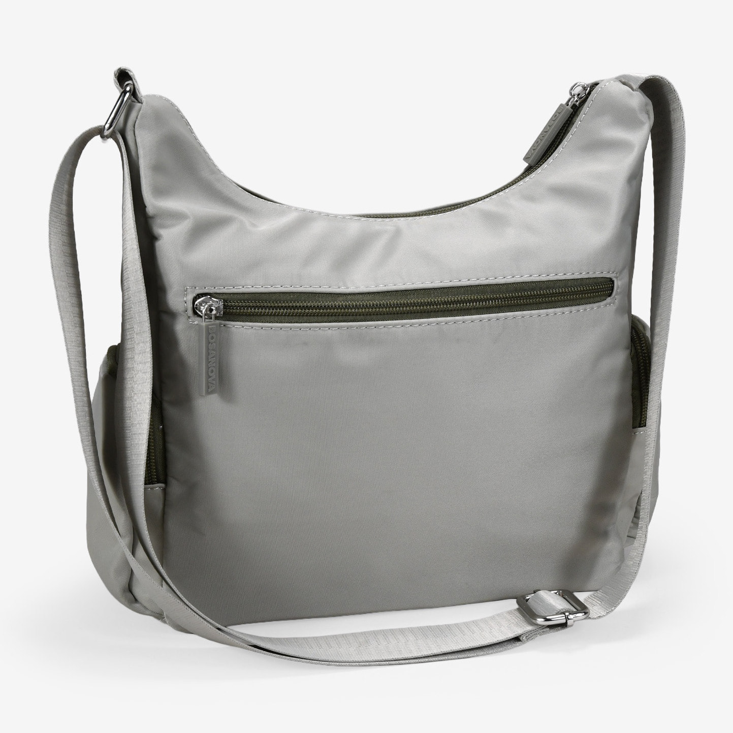 Bolso bandolera verde en nailon con bolsillos