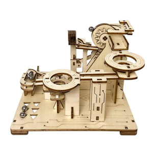 Maqueta de Madera 3D, con movimiento mecánico diseño de Bolas de Piedra en Espiral. 153 piezas.