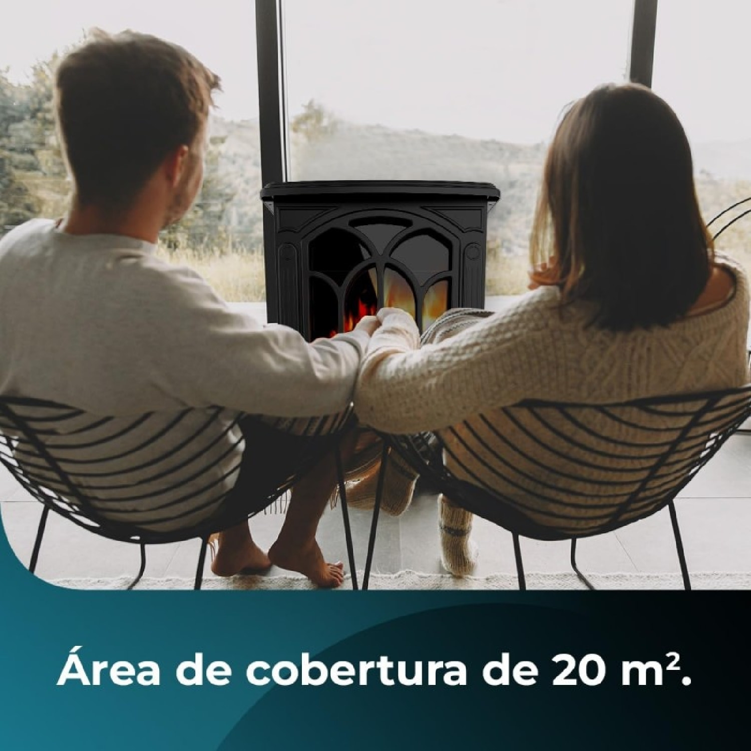 Chimenea Eléctrica de Pie ReadyWarm 1500 Flames. 1500 W, 2 Niveles de Potencia,