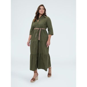 Fiorella Rubino - Vestito chemisier Power in viscosa - Verde militare
