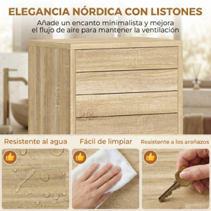 Armario de Baño Alto, Mueble Auxiliar de Baño Estrecho con Estantes Ajustables, Puertas de Lamas Apertura por Presión, Estantes Abiertos, para Espacios Pequeños, 34x23x170 cm, Natural