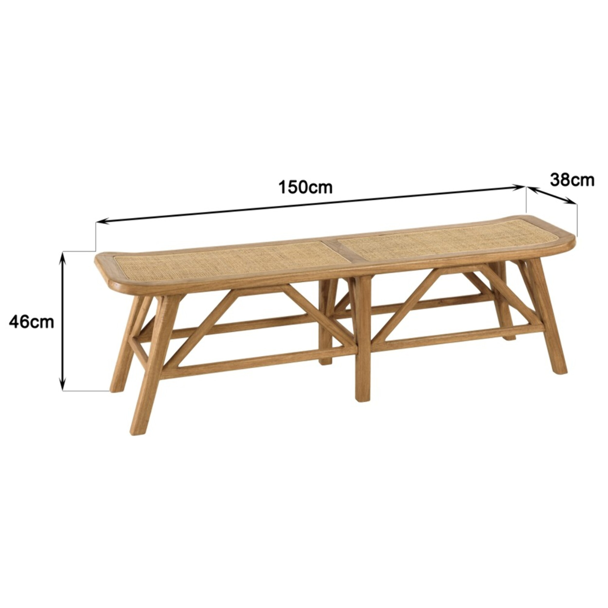AMY - Banc 2 places en bois de mindi et rotin naturel AMY