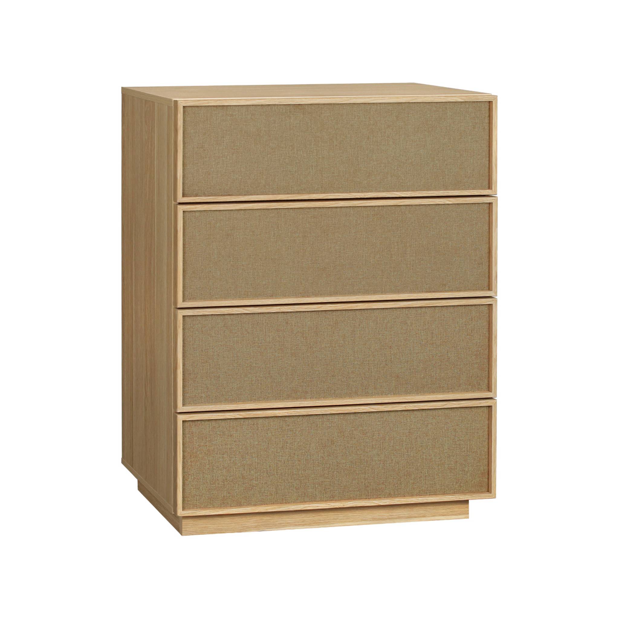 Commode de rangement décor bois et tissu 4 tiroirs KUBA