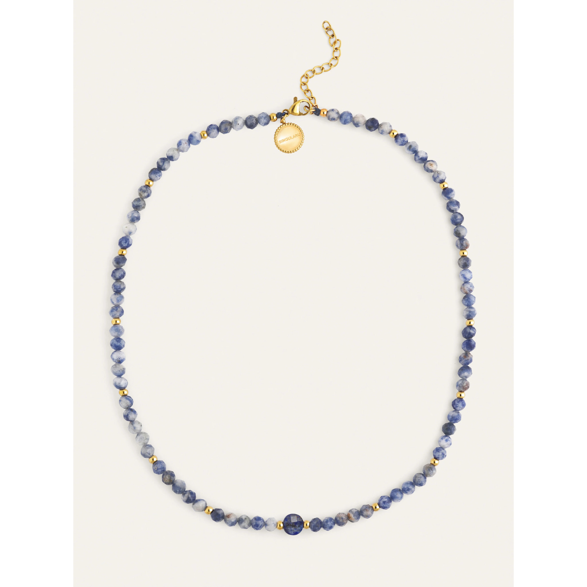 Collana Amulet Cianite Acciao Placcato Oro