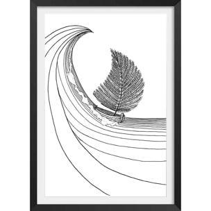 Poster voilier fougeres Affiche + cadre en bois - Noir