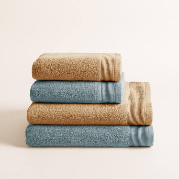 Lot de 4 serviettes bicolores Harmony Moutarde-Arctique - Zero Twist - 600 grammes