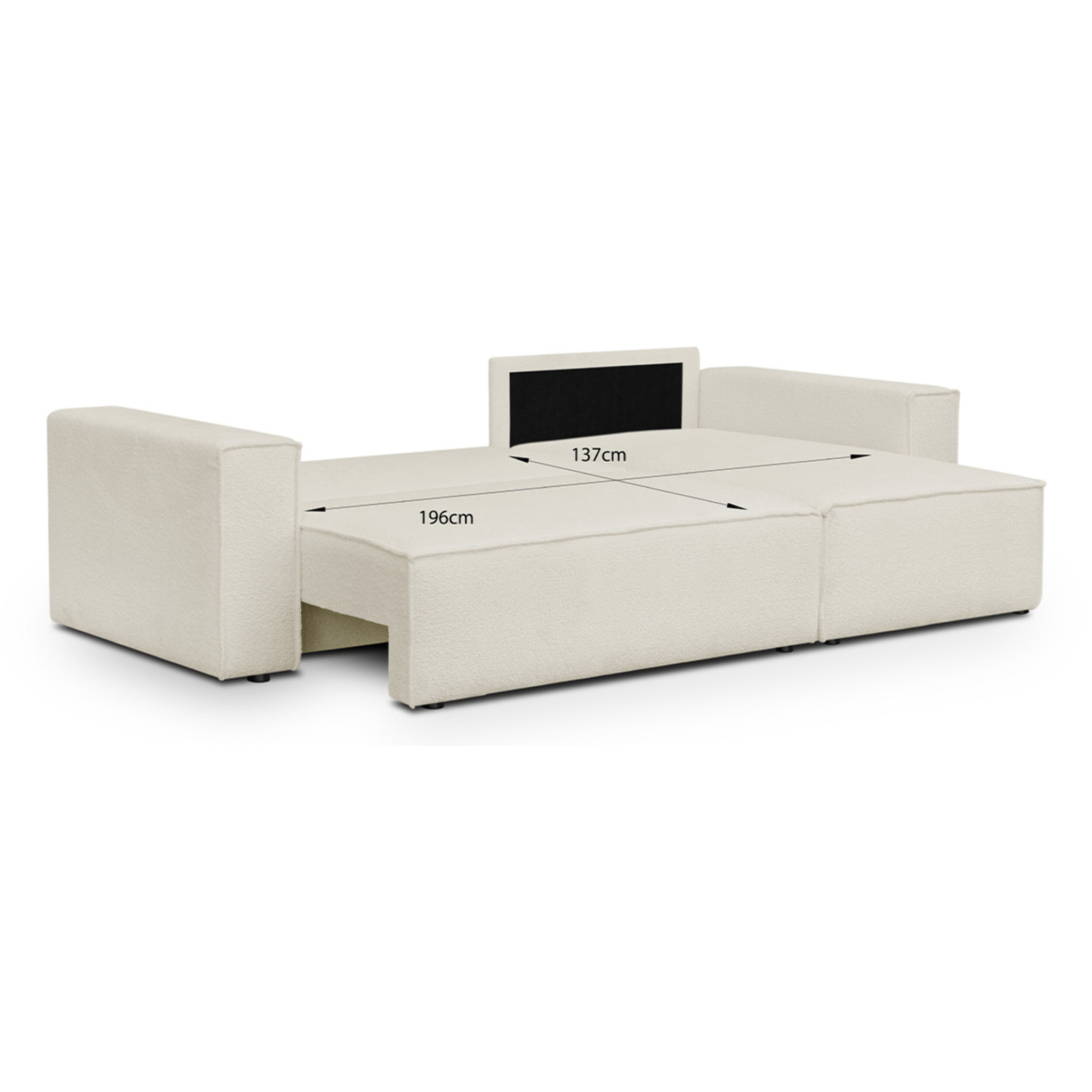 Canapé d'angle convertible 4 places en tissu bouclé - LIVIA