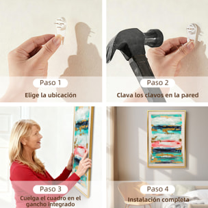 Cuadro en Lienzo Abstracto a Mano, 120x80 cm, Cuadro para Decoración de Salón Moderno con Marco de Madera Maciza, Decoración de Pared para Dormitorio, Salón, Cocina, Multicolor