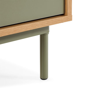 Cómoda de noche Cuzco 3 cajones color Roble/Verde