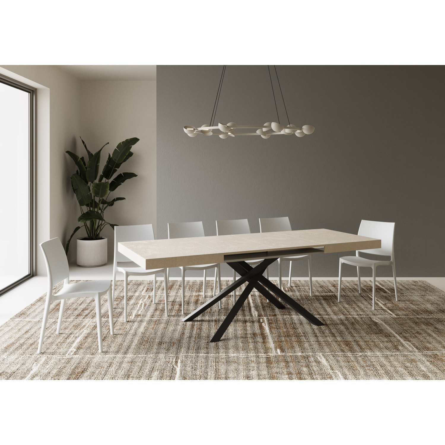 Mesa extensible 90x140/400 cm Karida cachemira patas antracita