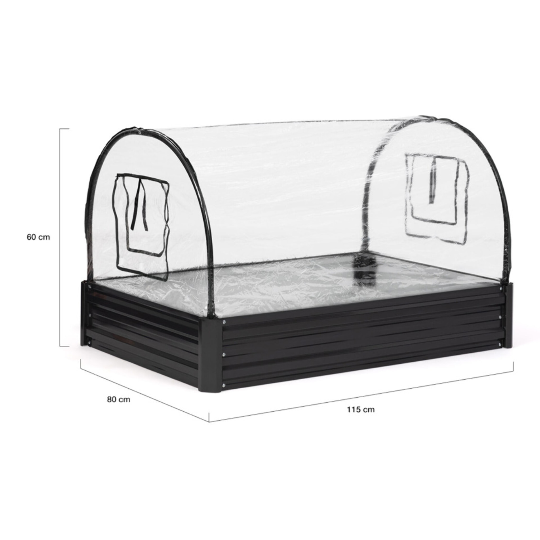 Serre de potager en métal 115cm gris anthracite