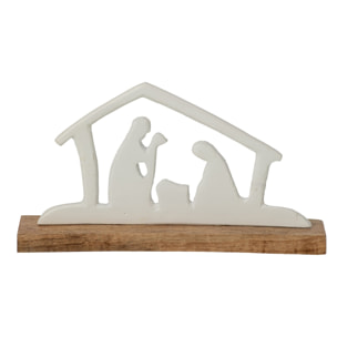 J-Line Crèche sur base - aluminium - blanc/naturel