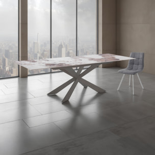Tomasucci Table extensible MELVIN EVO 120 ONICE MARBLE - PLATINE