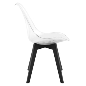 Sedia Mark trasparente con cuscino bianco e gambe nere