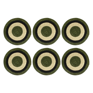 Lot de 6 sets de table vert en jonc de mer 38cm LUNA